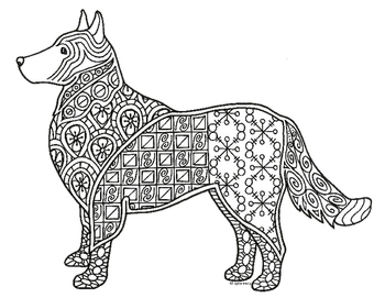 Shepherd dog zentangle coloring page by pamela kennedy tpt