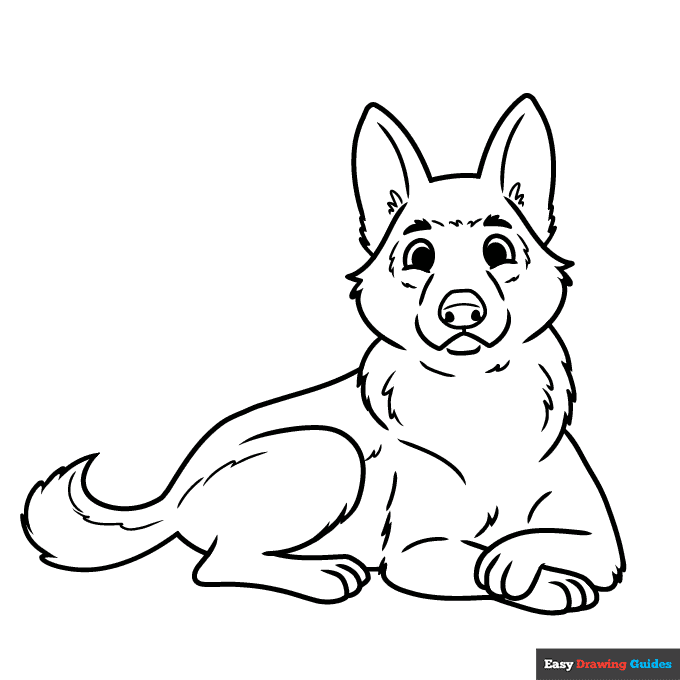 Cute german shepherd coloring page easy drawing guides