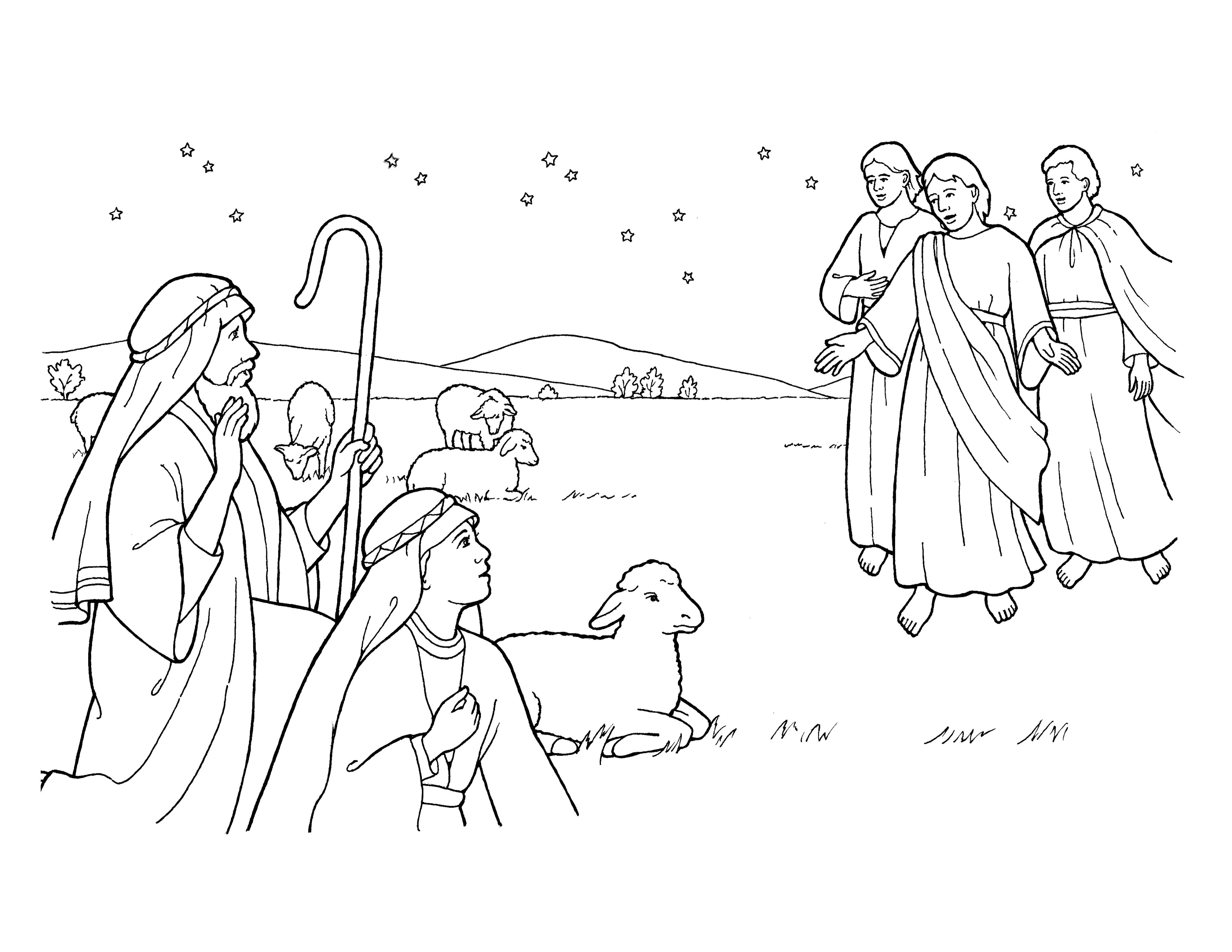 Nativity angels appear to shepherds