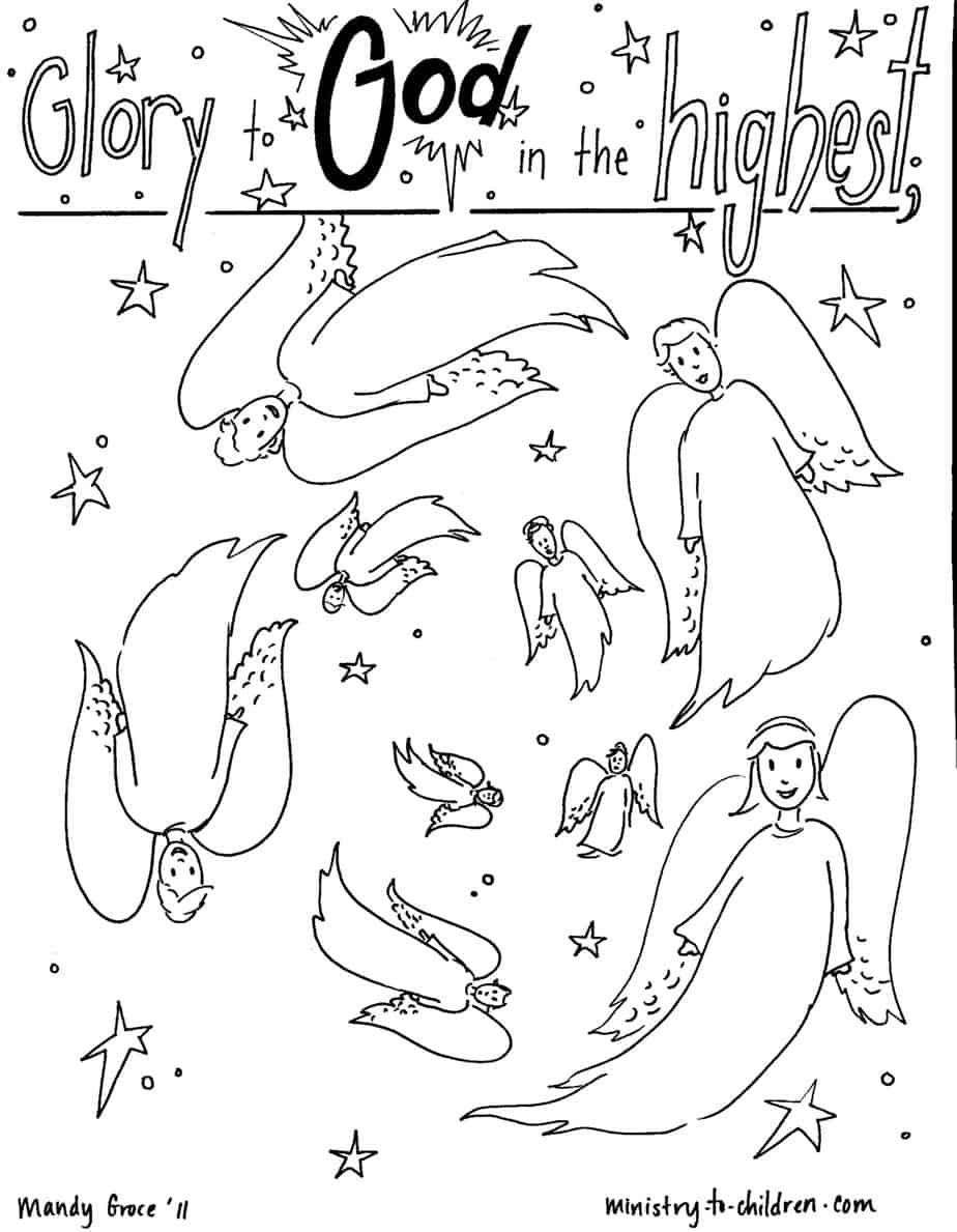 Angels shepherds coloring sheets for christmas