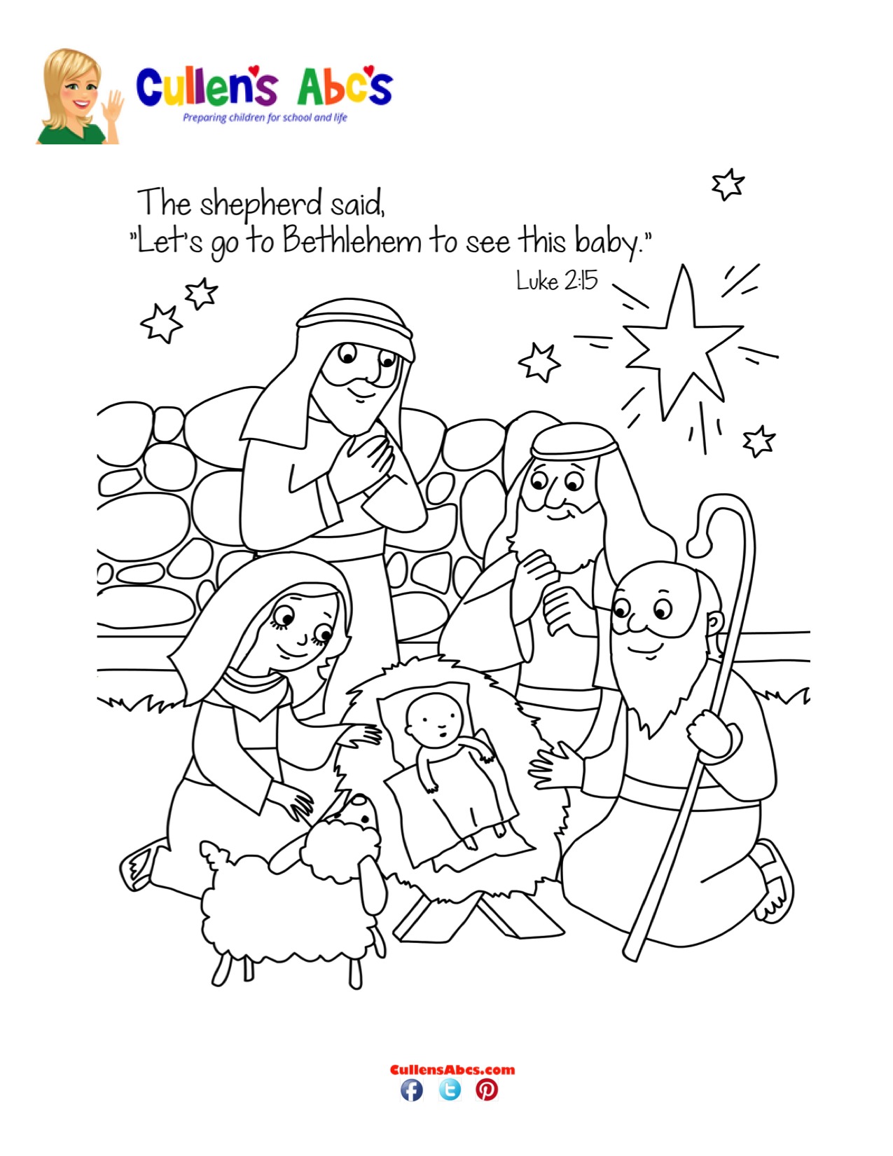 Bible key point coloring page the shepherds visit free childrens videos activities