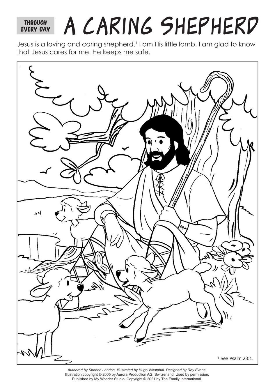 Coloring page through every day a caring shepherd my wonder studio