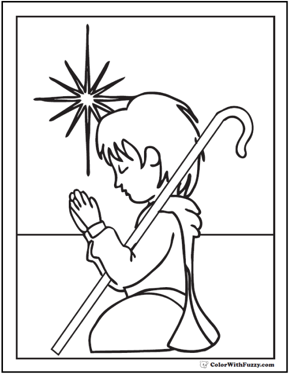 Christmas shepherd coloring sheet