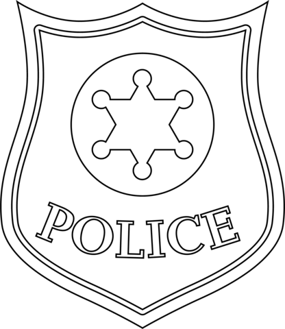 Police badge coloring page free printable coloring pages