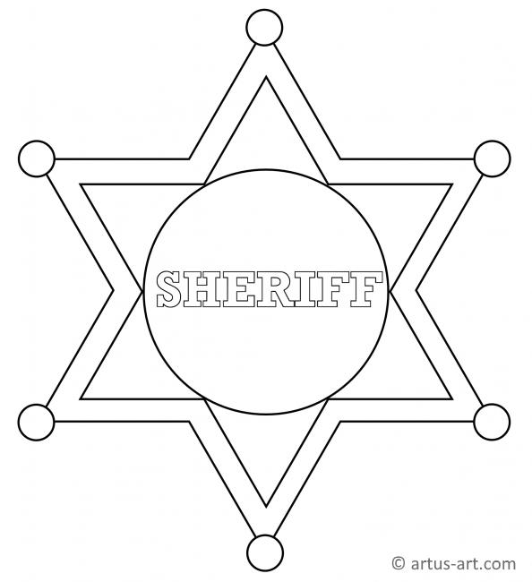 Sheriff star badge coloring page free download artus art