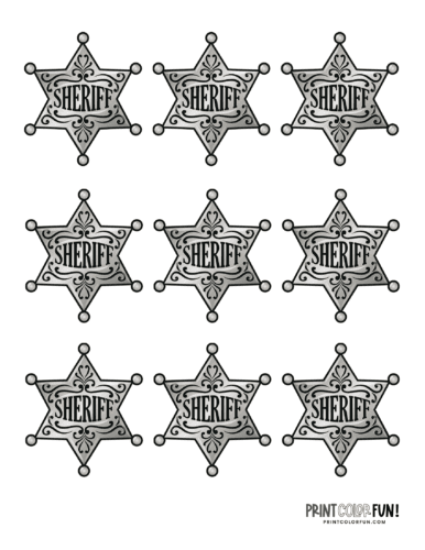 These cool sheriff police badge clipart and coloring pages make playtime learning fun at