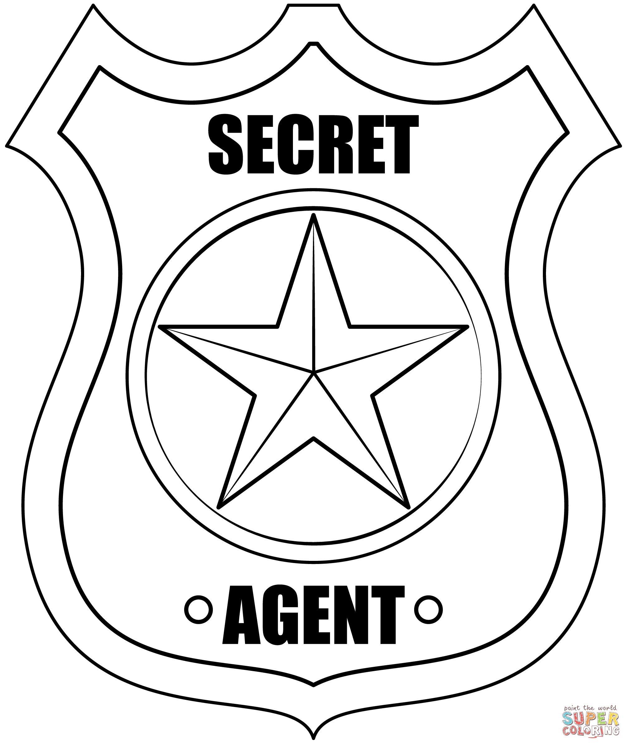 Secret agent badge coloring page free printable coloring pages