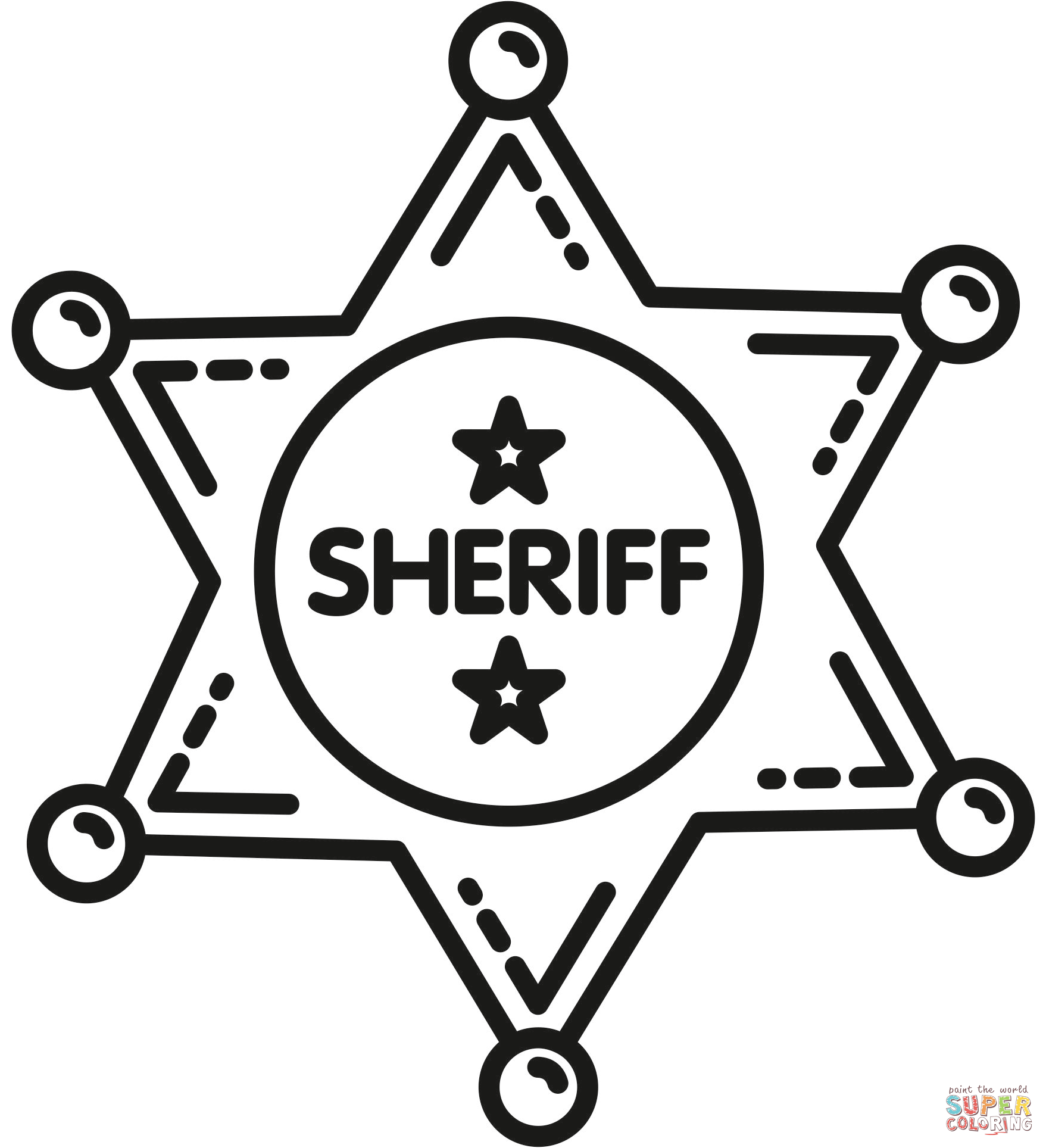 Sheriff badge coloring page free printable coloring pages