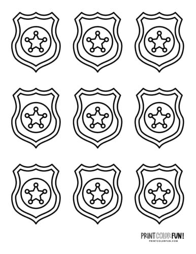 These cool sheriff police badge clipart and coloring pages make playtime learning fun at