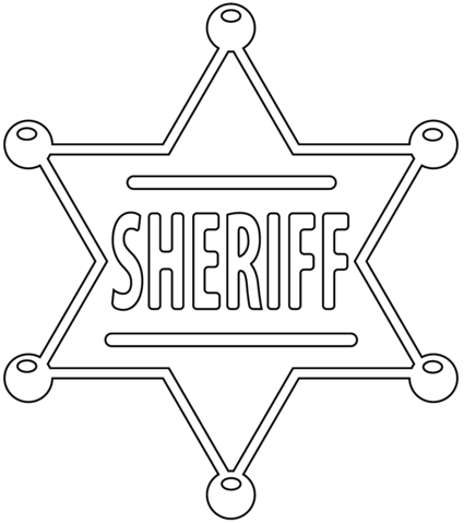 Sheriff badge coloring page free printable coloring pages
