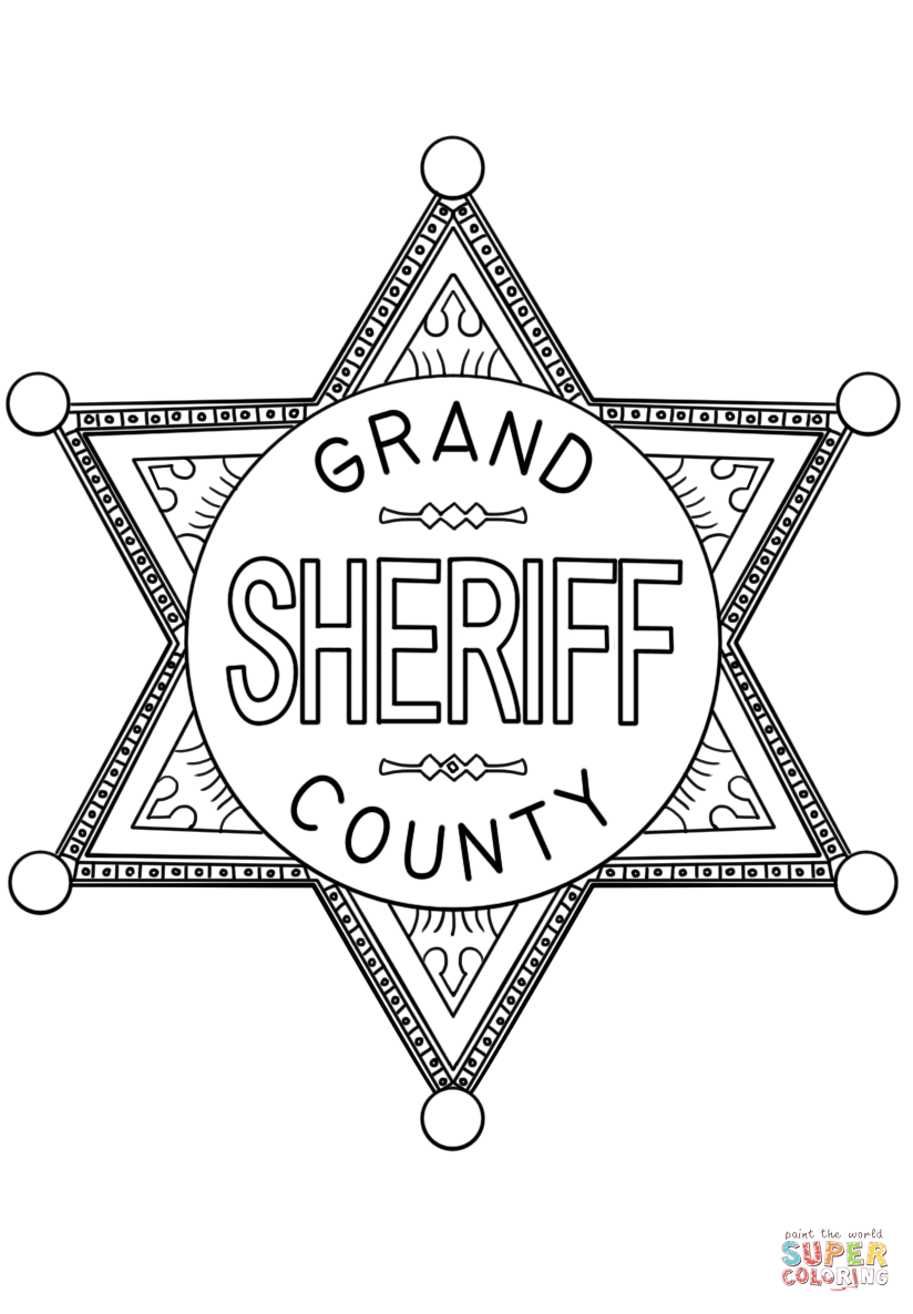 Sheriff badge coloring page free printable coloring pages