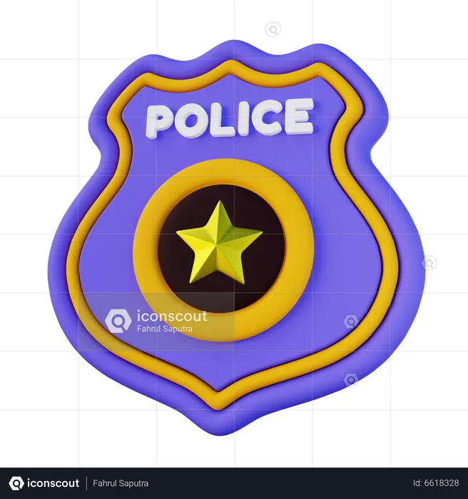 Police badge d icon download in png obj or blend format