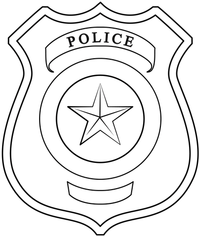 Police badge coloring page free printable coloring pages
