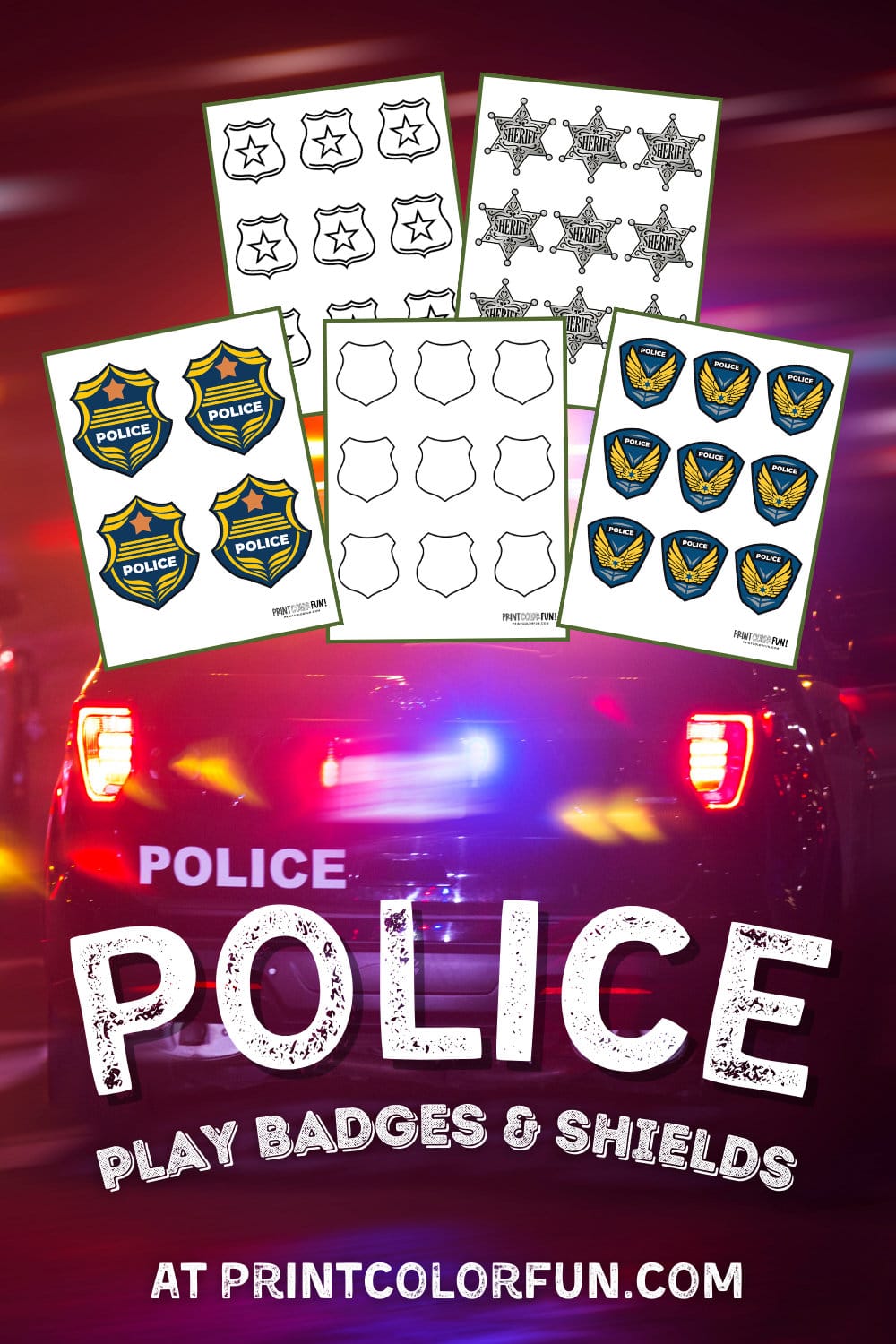 These cool sheriff police badge clipart and coloring pages make playtime learning fun at