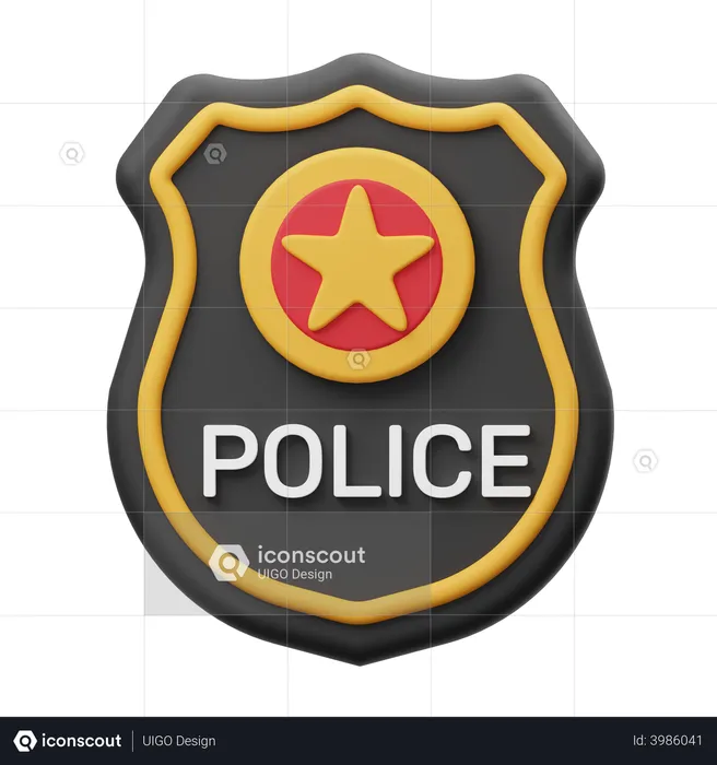 Police badge d illustration download in png obj or blend format