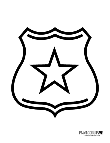 These cool sheriff police badge clipart and coloring pages make playtime learning fun at