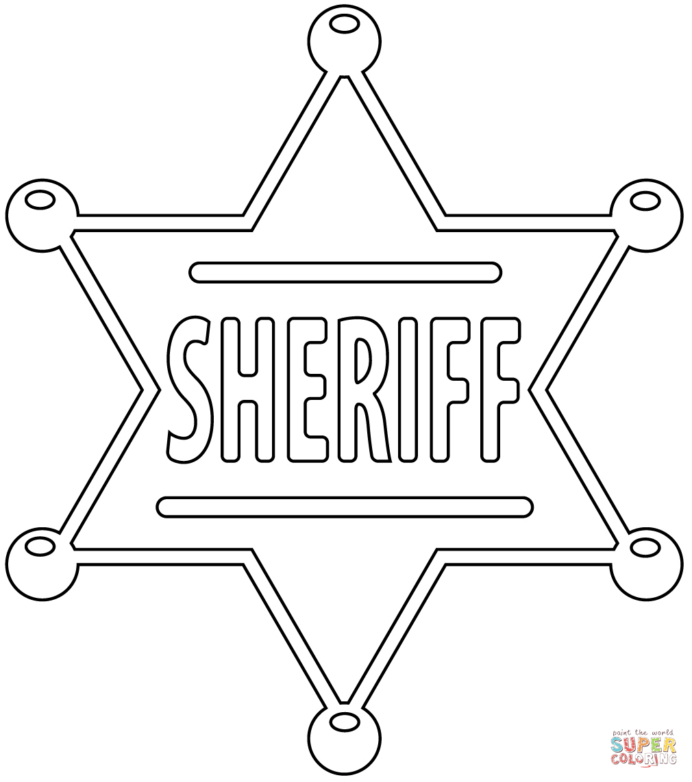 Sheriff badge coloring page free printable coloring pages