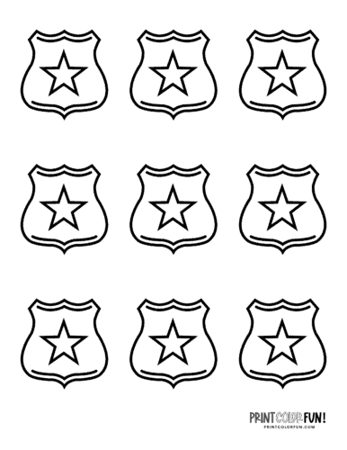 These cool sheriff police badge clipart and coloring pages make playtime learning fun at