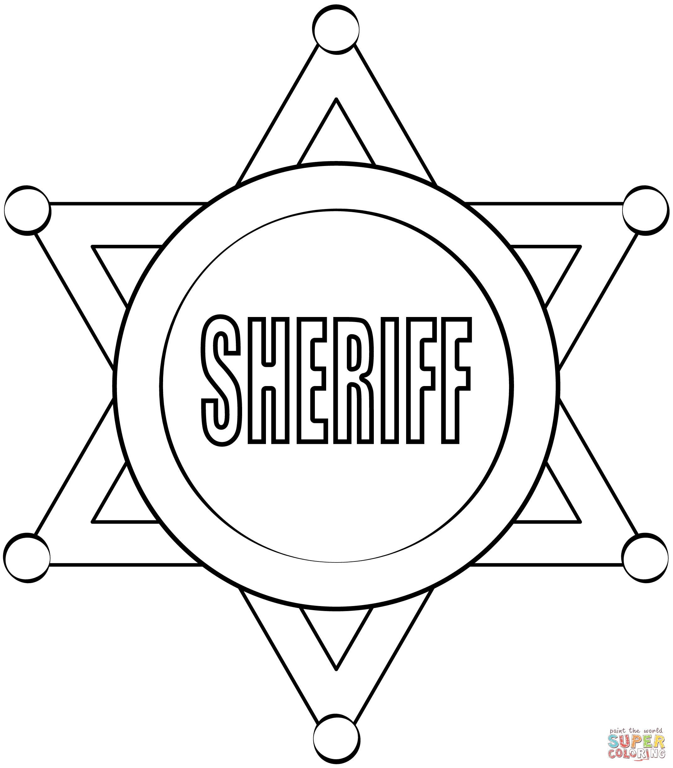 Sheriff badge coloring page free printable coloring pages