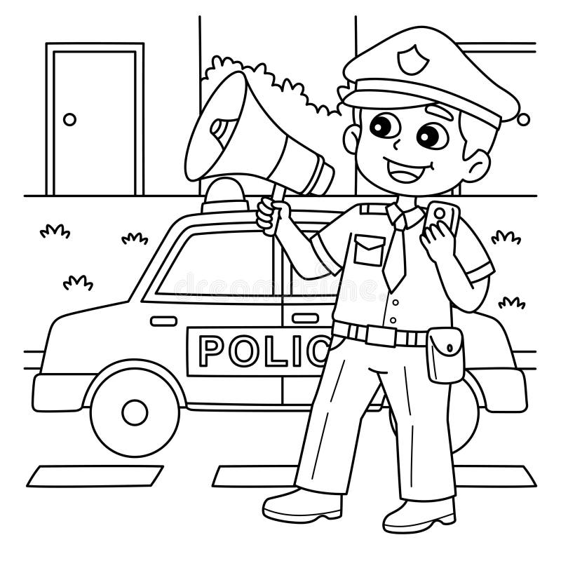 Police man coloring page stock illustrations â police man coloring page stock illustrations vectors clipart