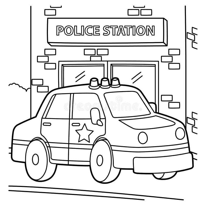 Police car coloring page stock illustration illustration of vector