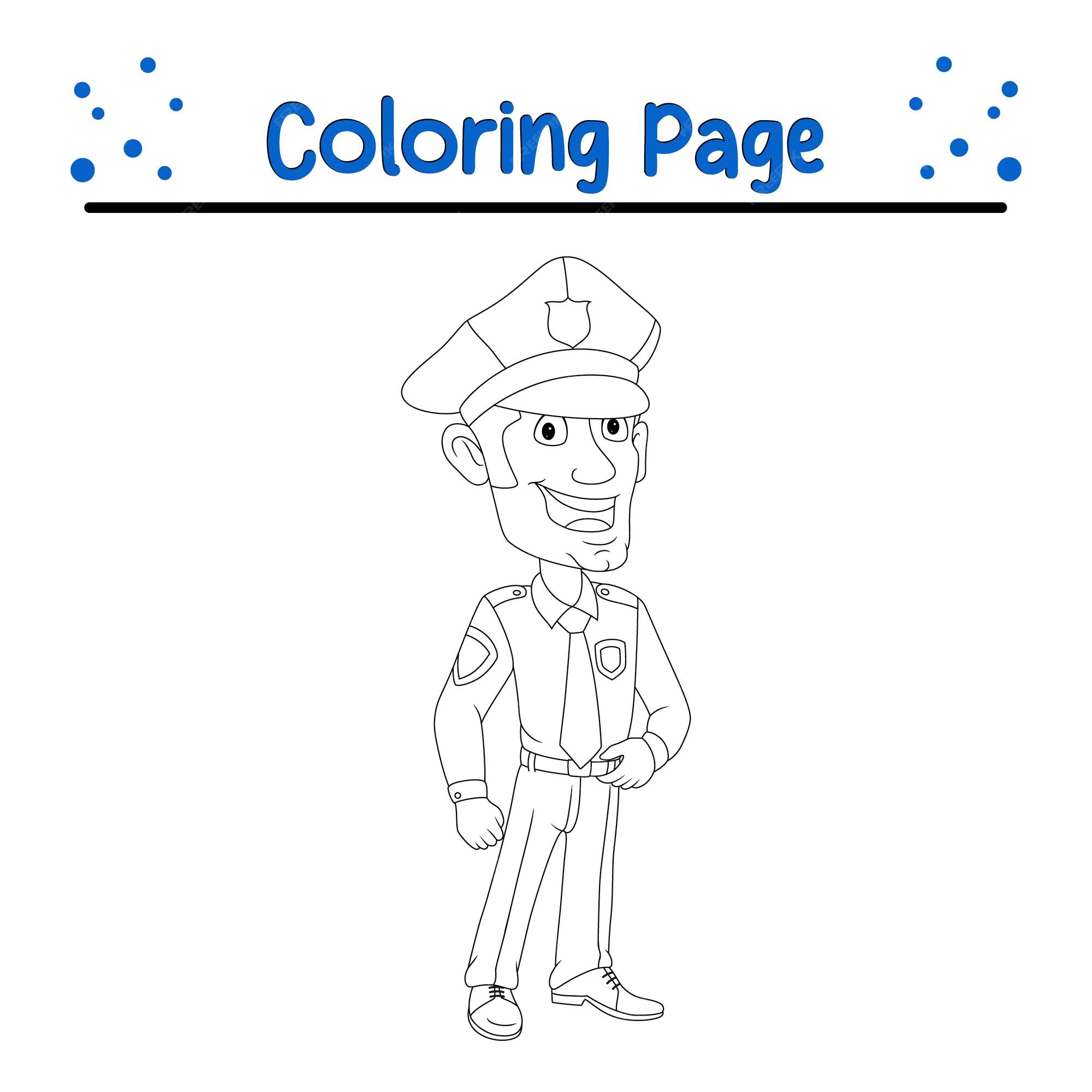 Premium vector police coloring page for kids