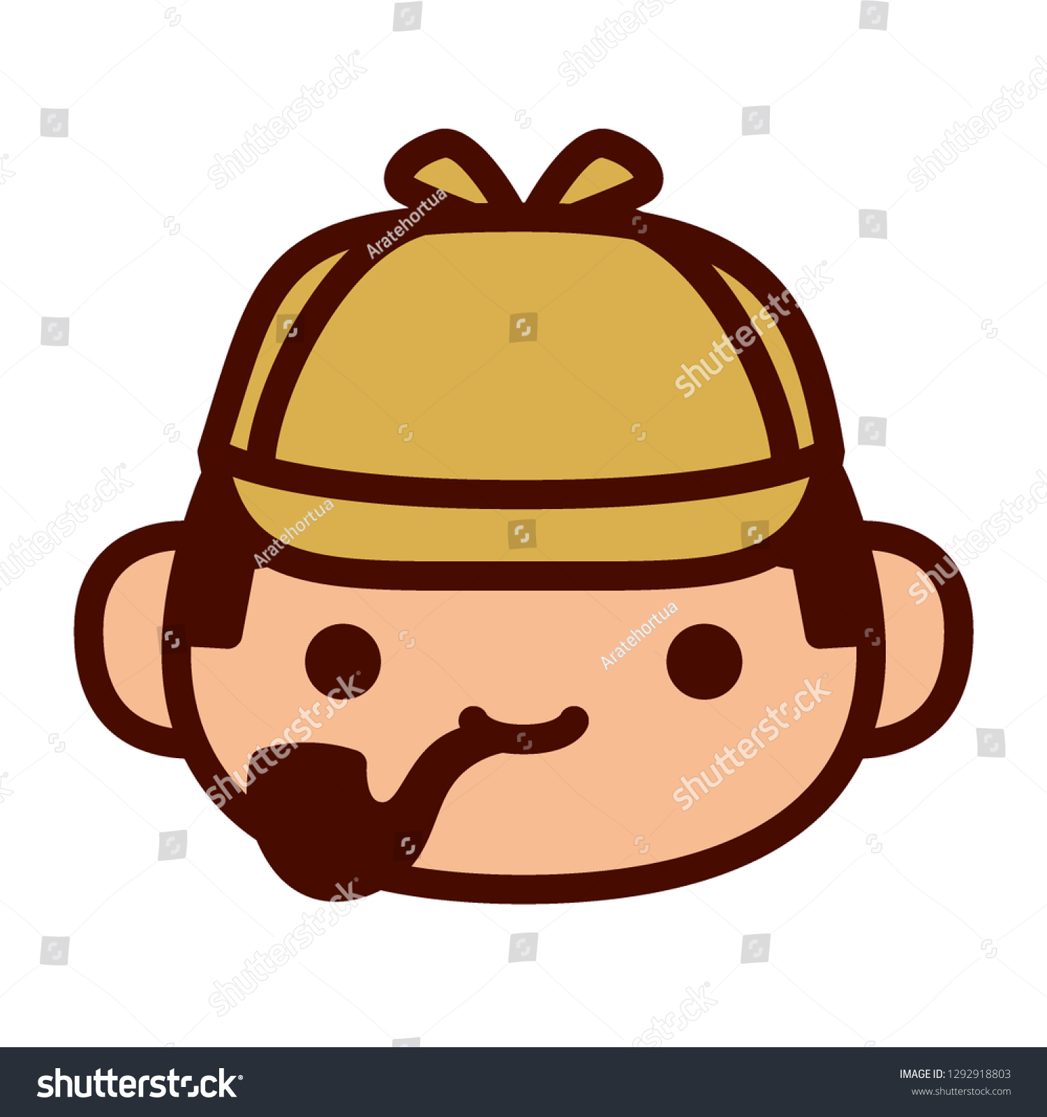 Vector cartoon sherlock holmes emoji icon stock vector royalty free