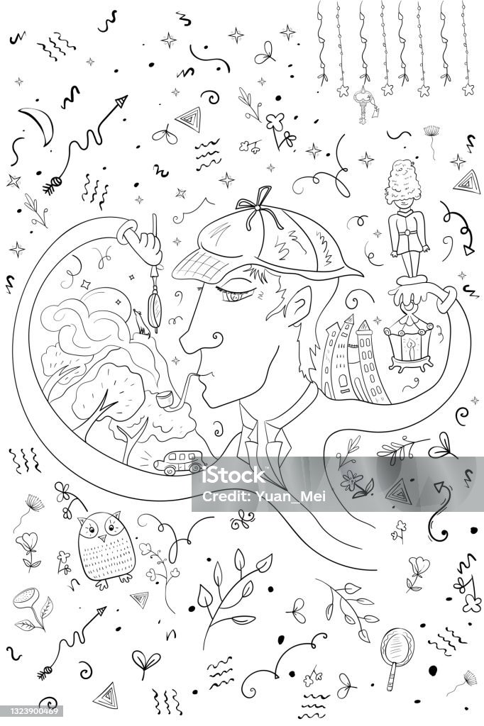 Detective sherlock holmes british character stock illustration