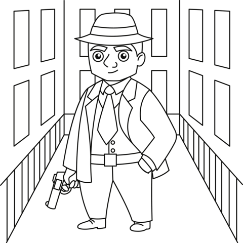 Cartoon gangster coloring page free printable coloring pages