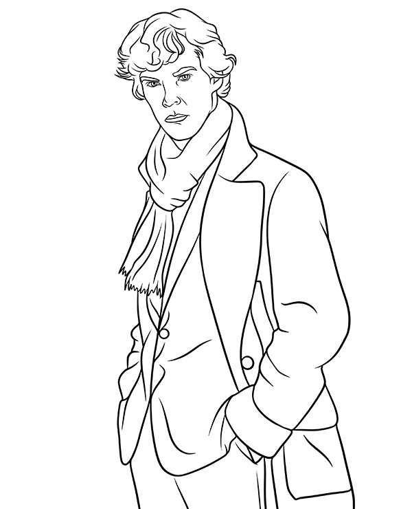 Sherlock holmes coloring page actor