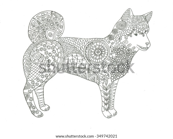 Shiba inu coloring page stock illustration