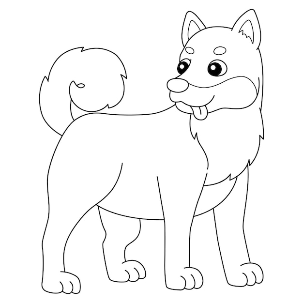 Premium vector shiba inu dog coloring page isolated for kids