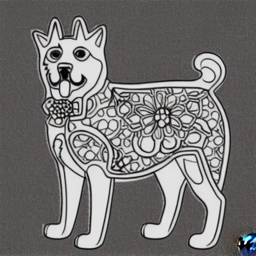 Shiba inu coloring book page black and white stable diffusion