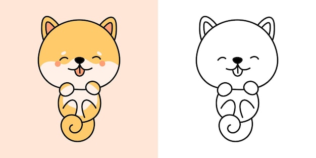 Premium vector cute shiba inu clipart for coloring page and illustration happy clip art shiba dog