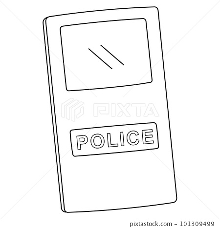 Police riot shield isolated coloring page for kids