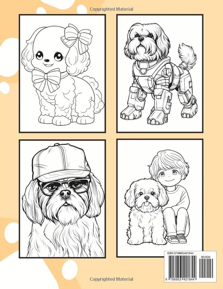 Shih tzu coloring book with exclusive drawings easy and relaxing dog colouring pages in cute style for kids adults and all moms dads x inches pages vanno huada books