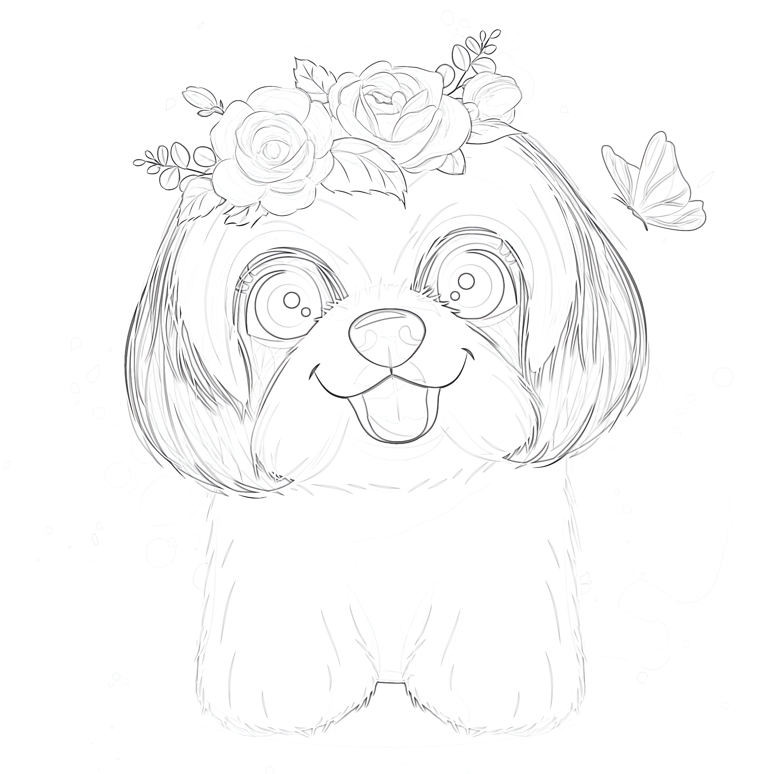 Printable shih tzu coloring page