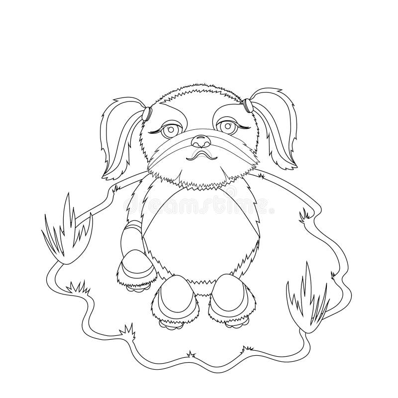 Shih tzu dog coloring picture stock illustration