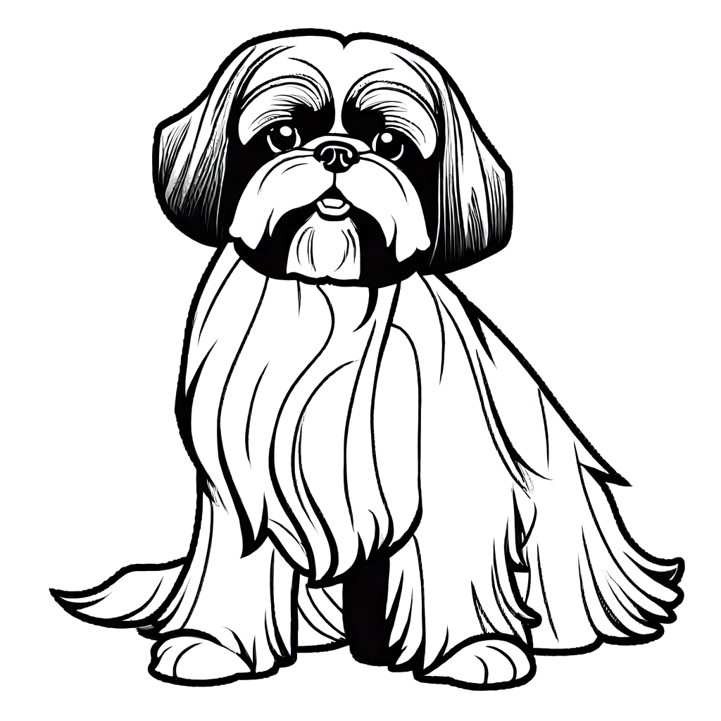 Sitting shih tzu dog coloring page â lulu pages