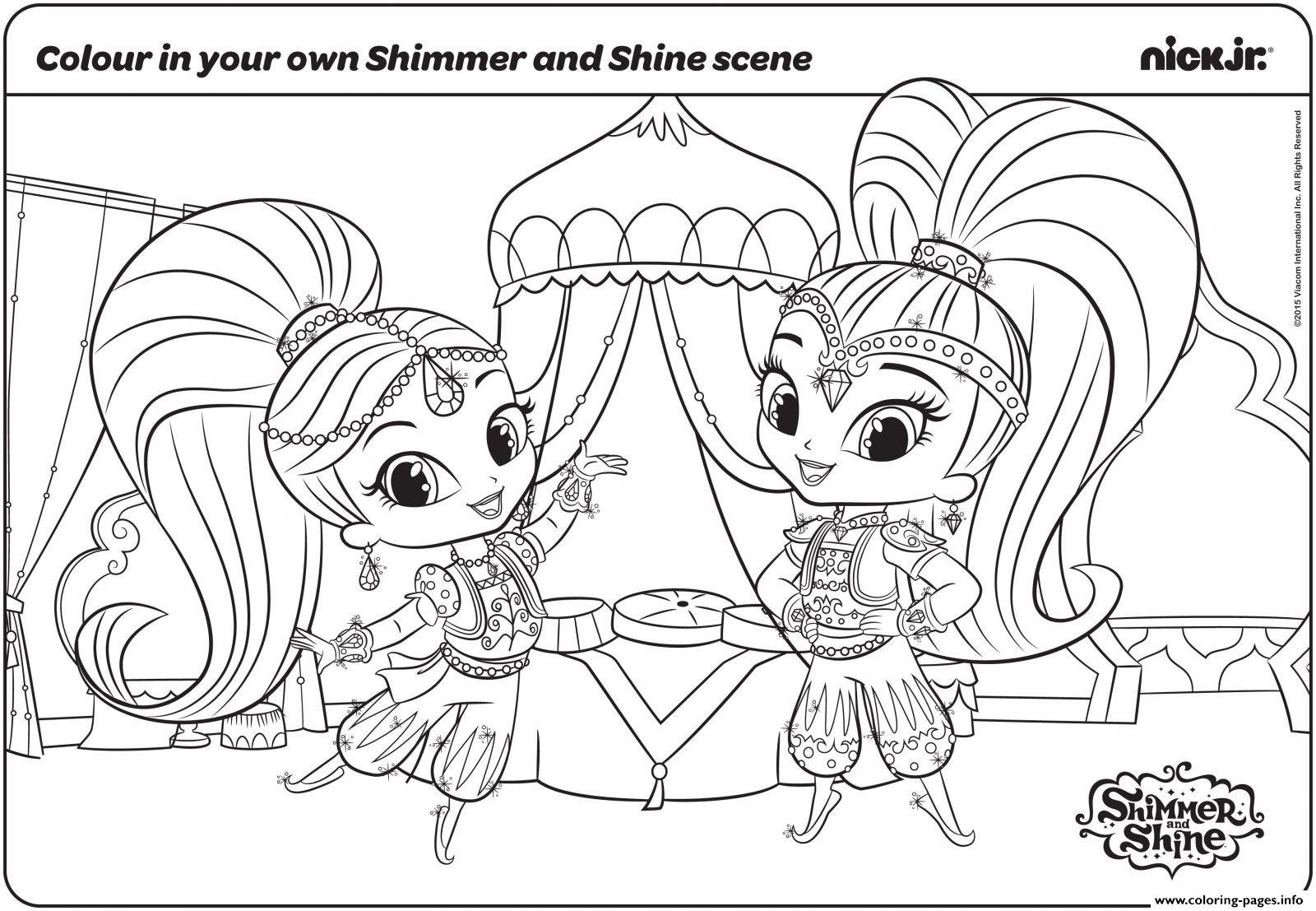 Shimmer and shine fun with colouring page coloring page printable