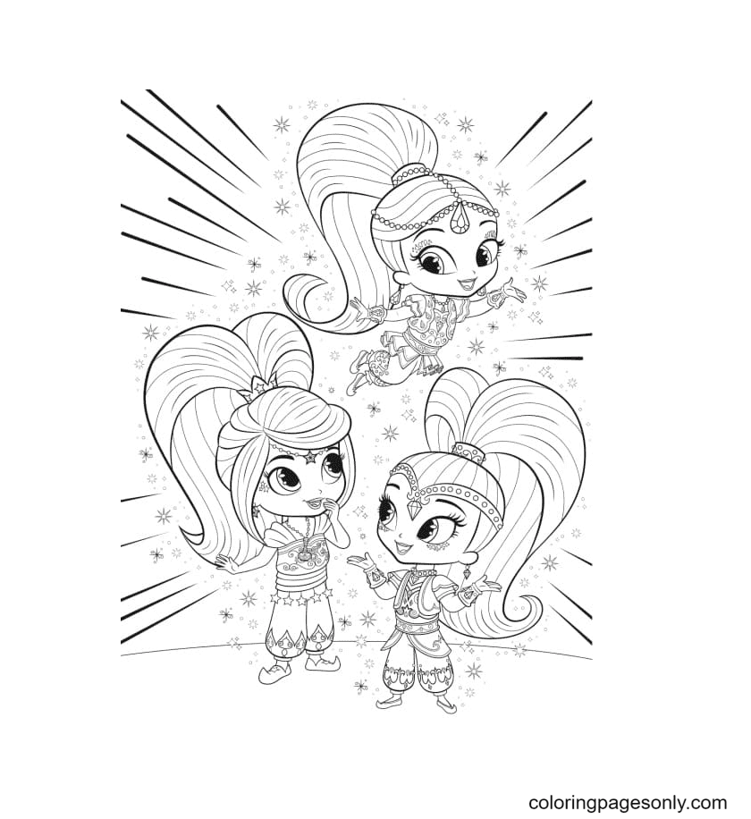 Shimmer and shine coloring pages printable for free download