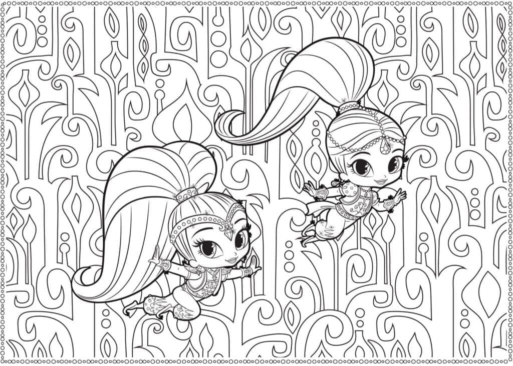 Cute shimmer and shine coloring page