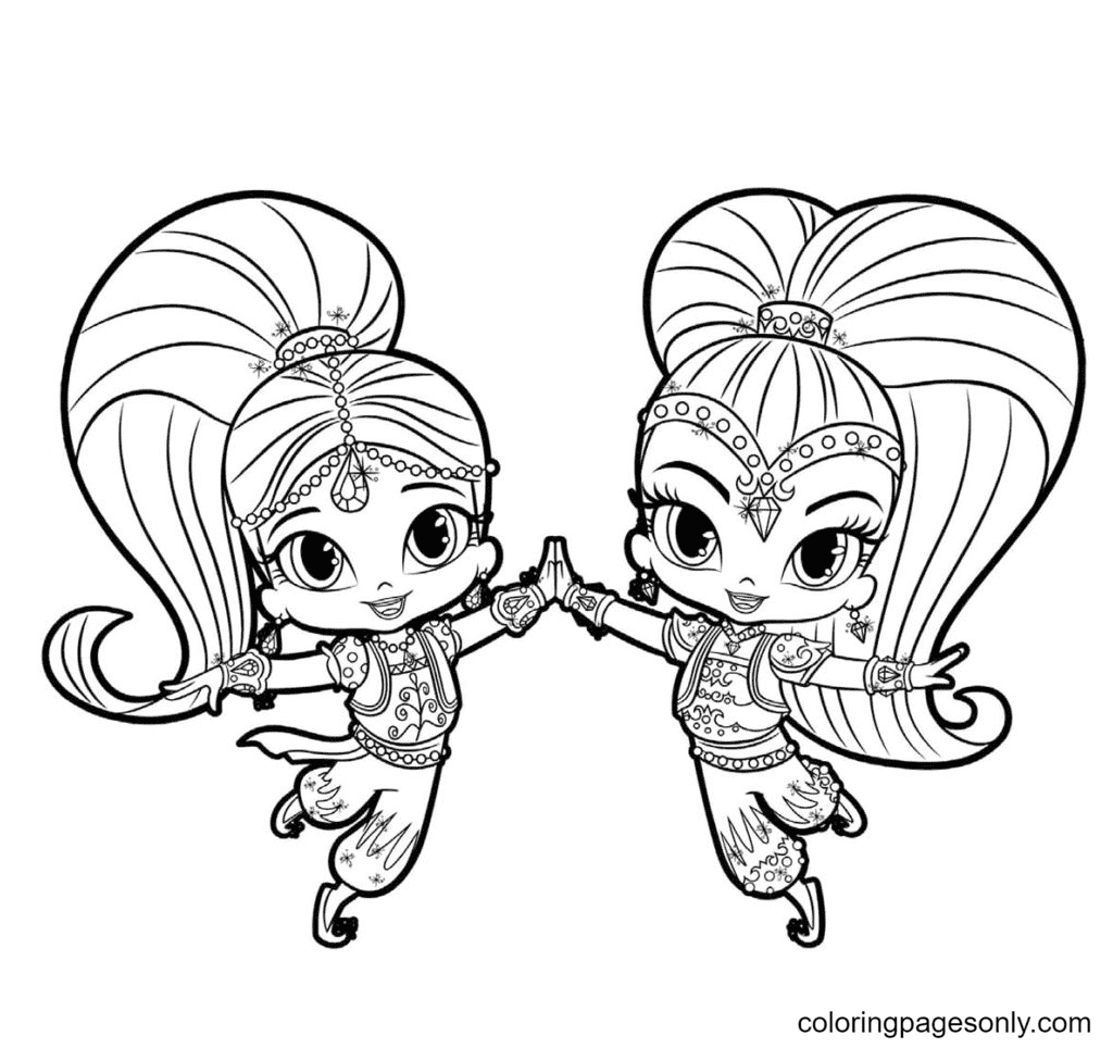 Shimmer and shine coloring pages printable for free download