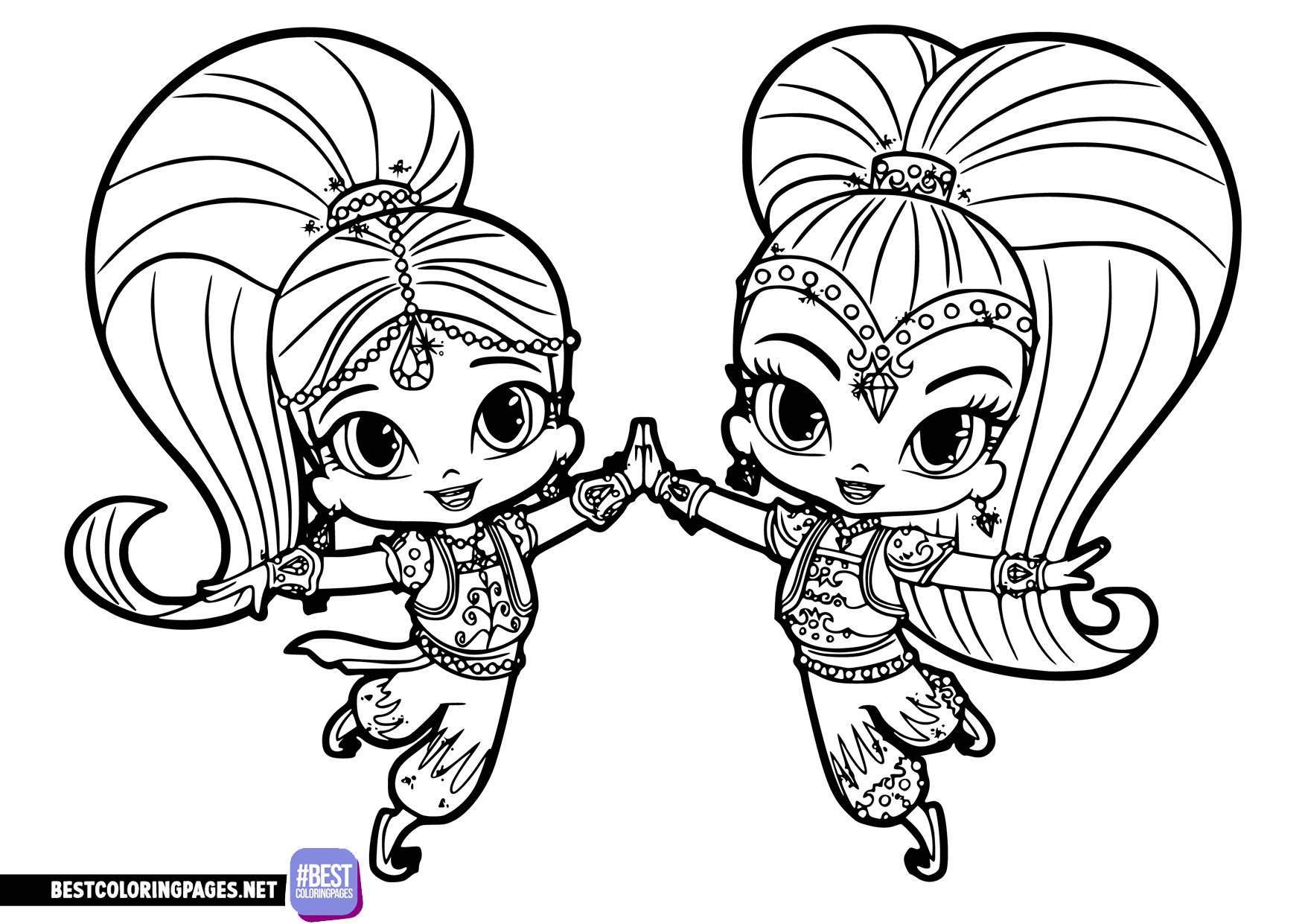 Shimmer and shine coloring pages