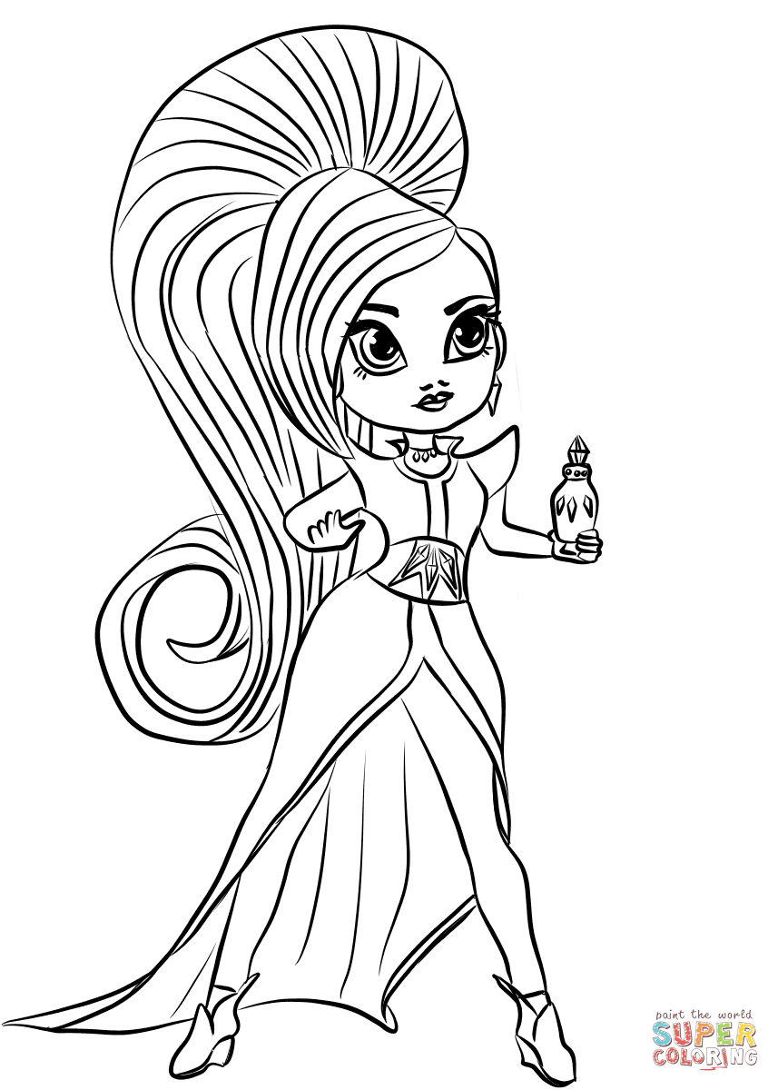 Shimmer and shine zeta the sorceress coloring page free printable coloring pages