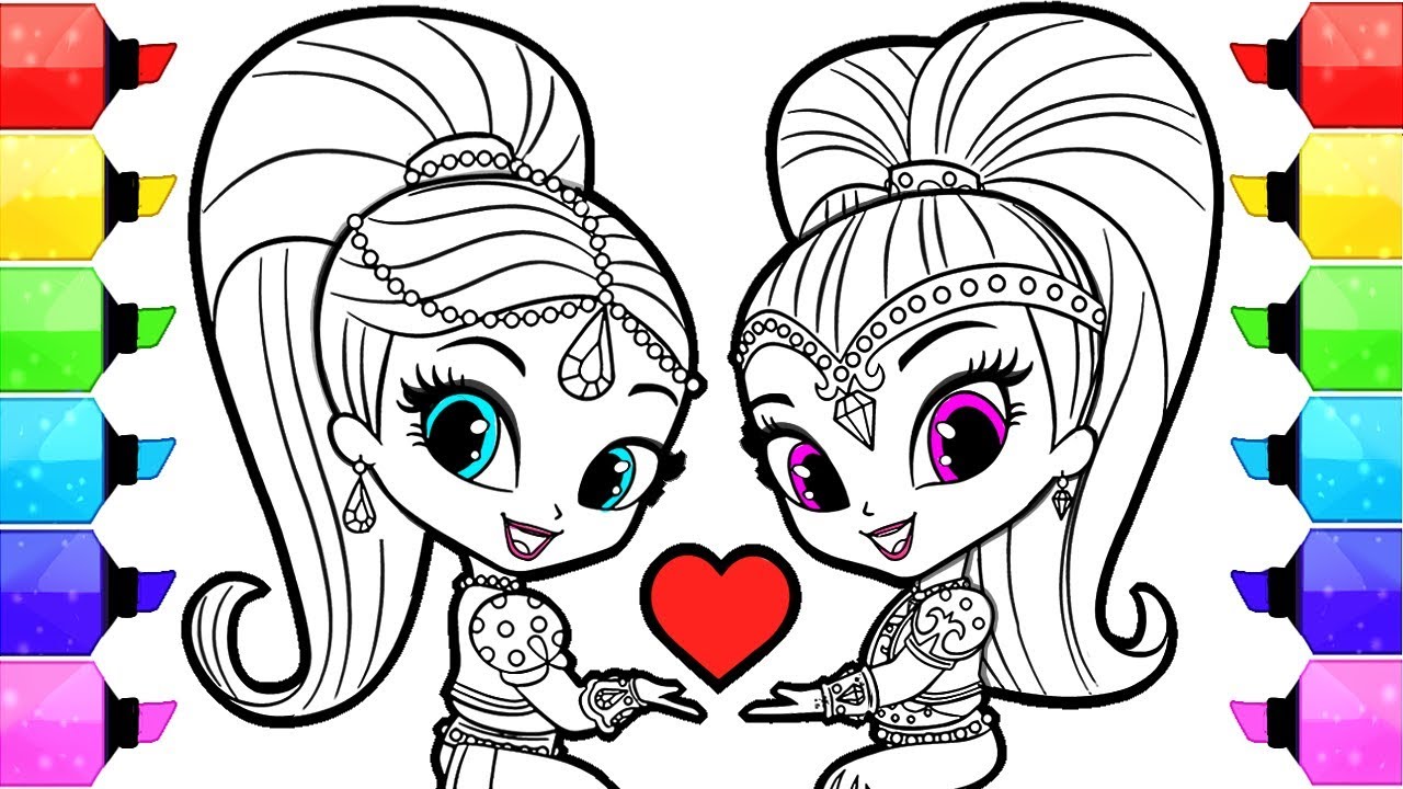 Shimmer and shine coloring pages how to draw and color shimmer and shine coloring book pages