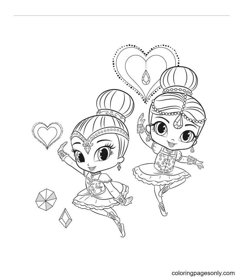 Shimmer and shine coloring pages printable for free download