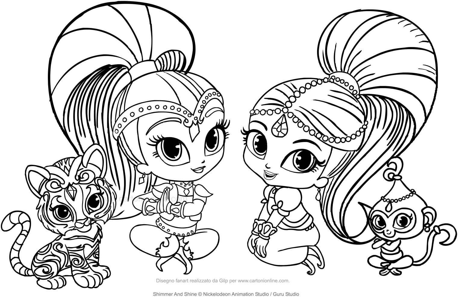 Shimmer and shine party free printable coloring pages