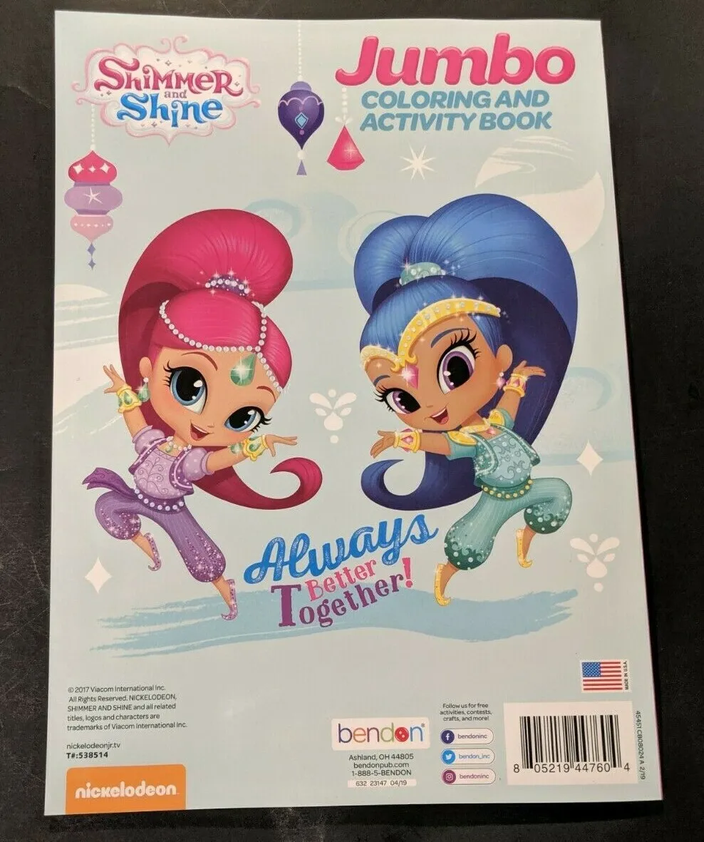 Nickelodeon shimmer and shine coloring book always better together pages