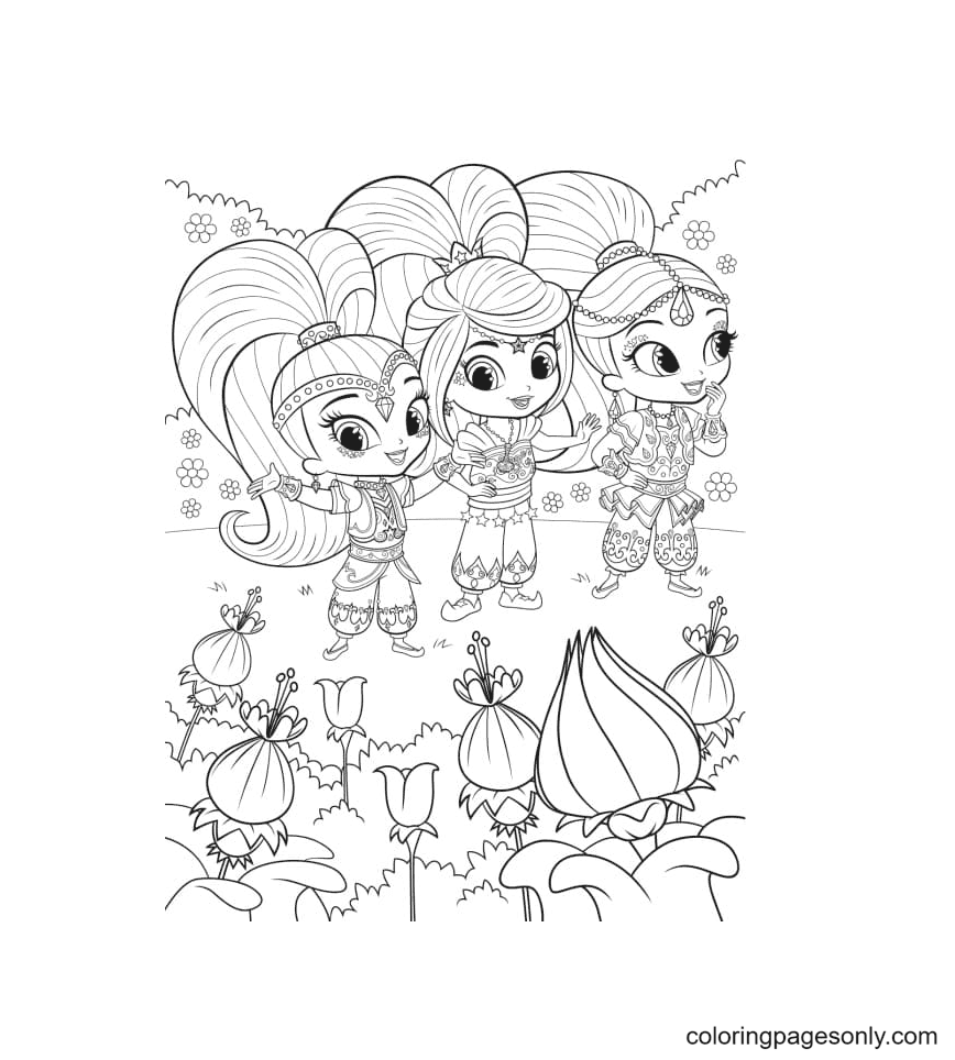 Shimmer and shine coloring pages